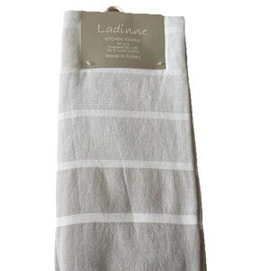 Kitchen Towels Set of 3 Oversized 20 x 30” 100% Turkish Cotton,Light Brown White